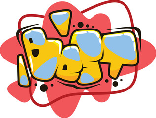 best word graffiti text sticker illustration