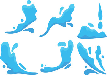 simple blue water splash set illustration	
