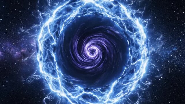 Mysterious cosmic portal with swirling energy and distant stars, suggesting travel or unknown dimensions.