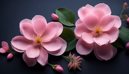 Delicate Pink Flowers Dark Background