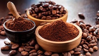 Obraz premium Coffee Beans And Ground Coffee