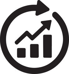 Trend analysis arrow circle icon in bold vector style, ideal for growth charts, statistics, data review visuals.