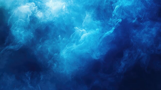 Abstract blue smoke forming an ethereal cloud background