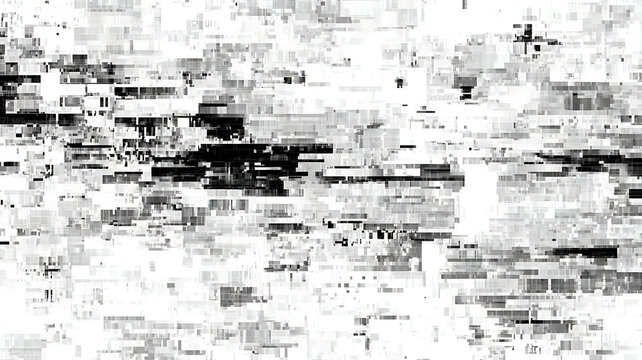 Monochromatic abstract pattern of fragmented pixels and geometric blocks