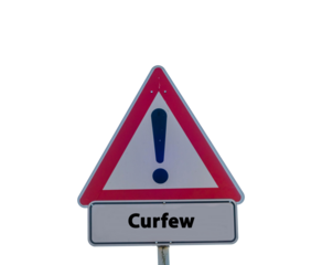 Sign with Word Curfew isolated 
