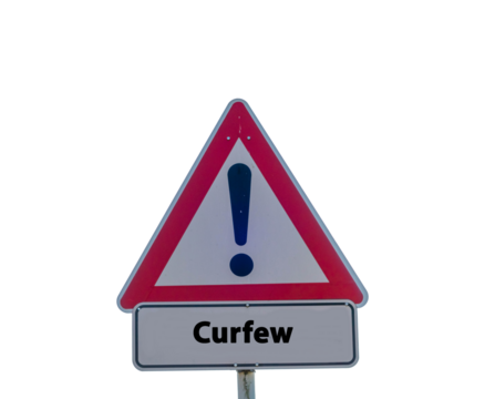 Sign with Word Curfew isolated 