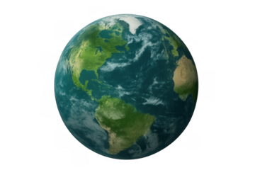 Planet earth rotating, showing north and south america, global awareness and environmental concept, transparent background