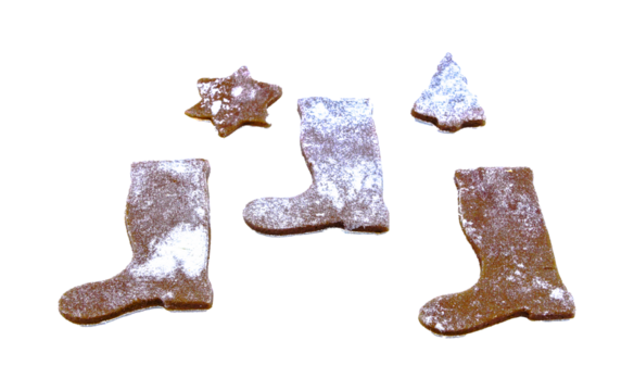 Ausgestochener Plätzchenteig Lebkuchenteig freigestellt