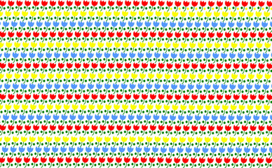 かわいいチューリップのシンプルなシームレスな背景イラスト_斜め配置_赤青黃