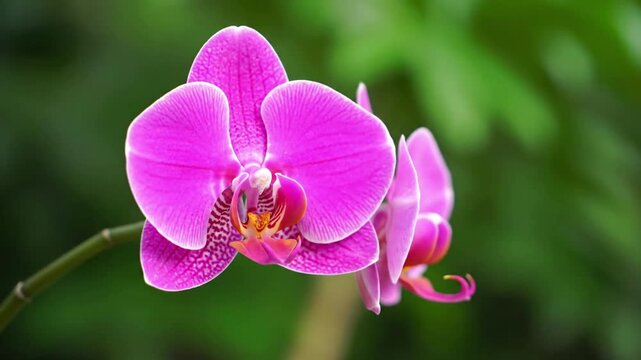 A mesmerizing close up of an orchid's bloom, revealing the rich textures, gradients of color, and subtle patterns on its petals and sepals, emphasizing abstract beauty.