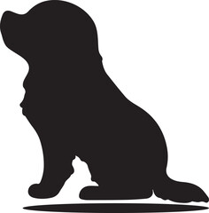 black baby dog icon silhouette. 