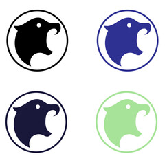 Roaring Animal Head Logo Set  4 Bold Color Variants.ai