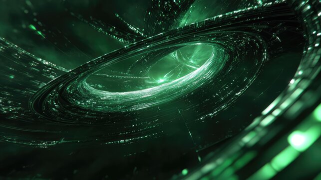 Abstract green digital fiber optics data tunnel