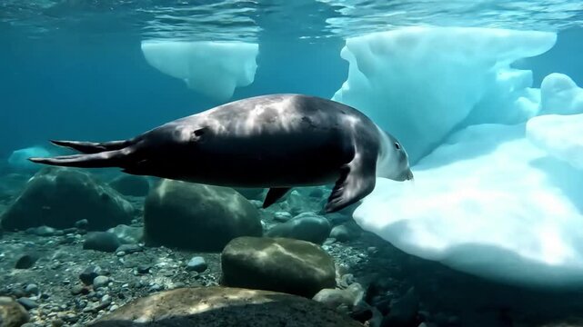 Close up detail of a seal's textured fur, prominent whiskers, or powerful flippers, emphasizing the animal's unique features. Macro, shallow depth of field, static