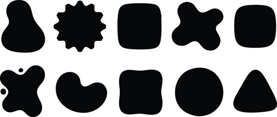Collection of organic black shapes on white background