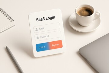 Saas login interface on clean desktop