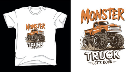 Tough monster truck graphic vector art t-shirt design print