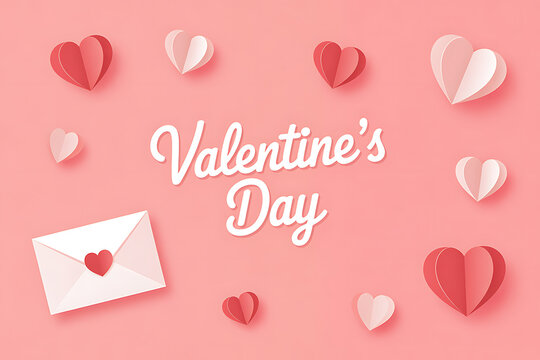 Celebrate Valentine's Day with these sweet paper hearts and love letter, perfect for romantic greeting cards, social media posts, or heartfelt invitations