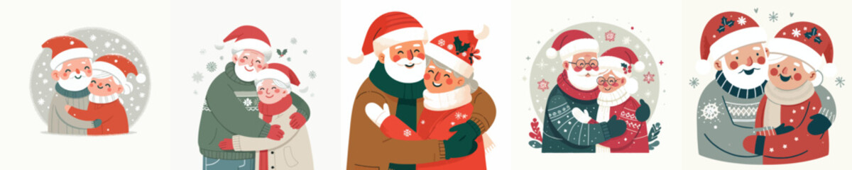 old couple hugging on christmas day