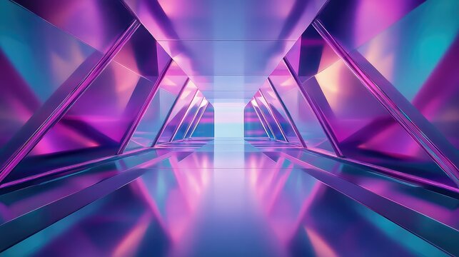 Abstract futuristic tunnel glowing purple and blue