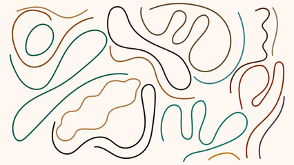 ABSTRACT BACKGROUND WITH LINES HAND DRAWN SHAPES COLORFUL RIBBONS DESIGN VECTOR TEMPLATE GOOD FOR MODERN WEBSITE, WALLPAPER, COVER DESIGN 