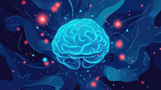 Human brain processing information in artificial intelligence network