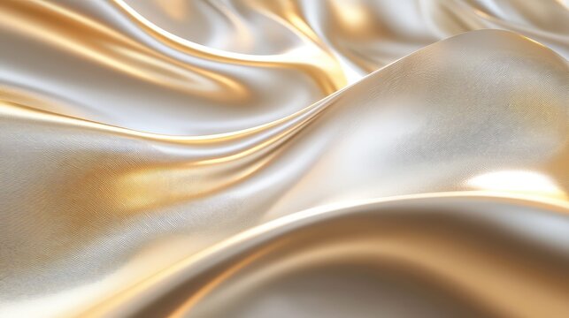 Golden silk fabric gracefully flowing and draping texture - Powered by Adobe