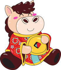 Lucky Horse New Year. Happy chinese new year. Year of horse. Vector illustration.