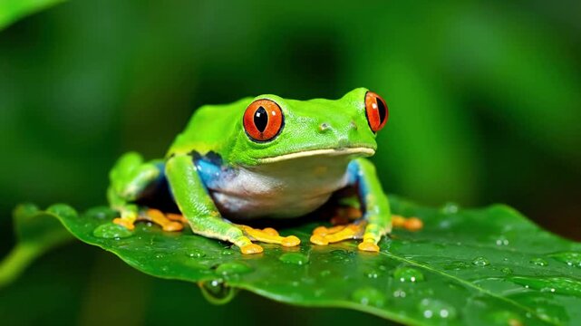 Crystal clear pond water reflecting the surrounding dense foliage, with a subtle ripple indicating the presence of an unseen aquatic amphibian. Wide shot capturing the serene beauty of a pristine?