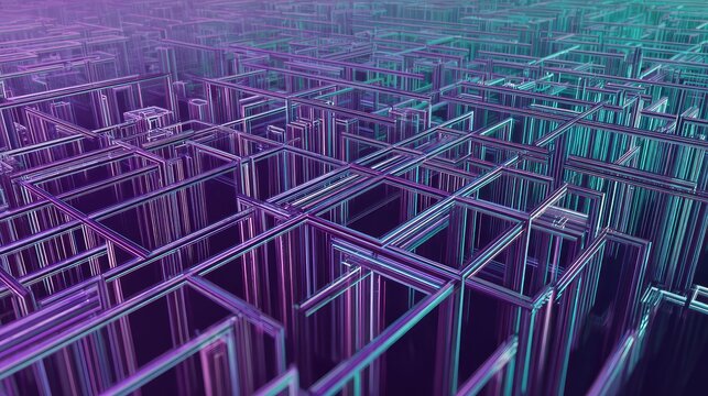 Futuristic abstract urban grid network maze - Powered by Adobe