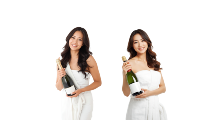 Woman white towel & bottle png