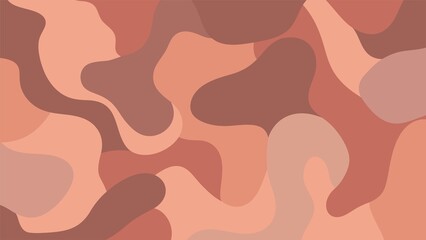 Abstract terracotta color background with organic shapes and wavy lines