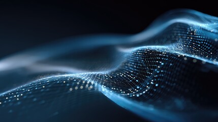 Digital wave particles creating data network connection abstract