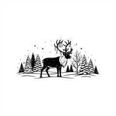 Winter wilderness icons for seasonal design and nature themes