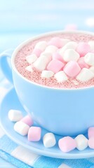 Cozy Winter Wonderland Hot Chocolate with Fluffy Marshmallows and Pastel Colors for a Sweet Indulgence and Relaxing Moment 