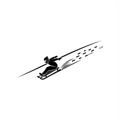 Winter sports and skiing adventure icon for outdoor recreation design