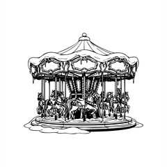 Winter wonderland carousel icons for holiday design and decoration