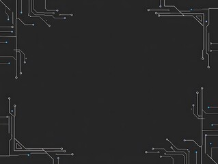 Abstract Black Technology Background with Circuit Board Pattern and Lines