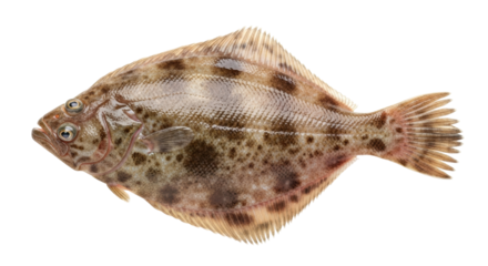 Isolated European plaice ready to cook a healthy dinner rich in Omega-3 fatty acids