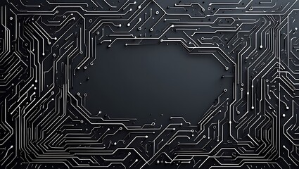 Circuit board background with a blank central area for text or graphics