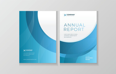 Annual report cover design template blue abstract shapes for business presentation and marketing materials
