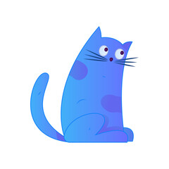 Cute Kitty Internet Gradient Flat Vector Illustration Healing Companion Character Asset