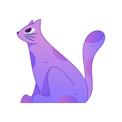 Cute Kitty Internet Gradient Flat Vector Illustration Healing Companion Character Asset