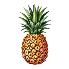 pineapple fruit tropical healthy food art Hand painted watercolor