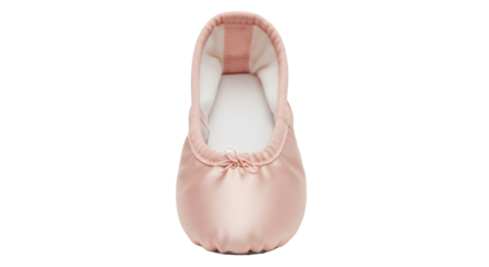 Isolated ballet slipper in pink satin, ballet shoe on seamless background, ballet flats for girl
