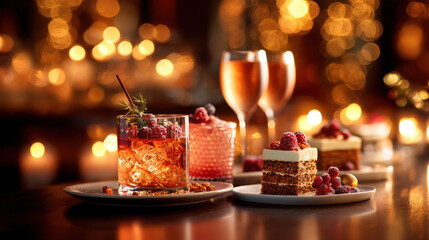 Luxury christmas celebration festive dinner party indoor setting elegant decor gourmet delights