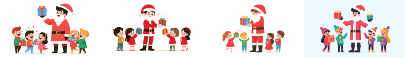 young man dressed as Santa Claus giving gifts