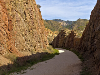 Abandoned railway trail converted into a recreation track for hikers and cyclists