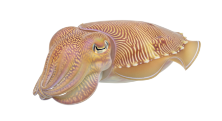 Isolated marine cuttlefish animal, aquatic mollusk with unique color changing ability