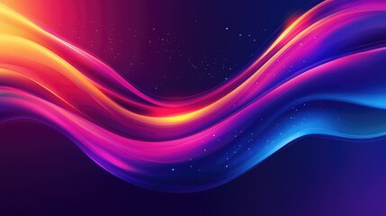 Vibrant energy waves flowing with neon colors and glowing particles